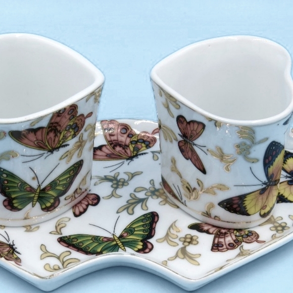 Set Adeline for two Demi Tasse Coffee cups with tray New - Picture 4 of 4